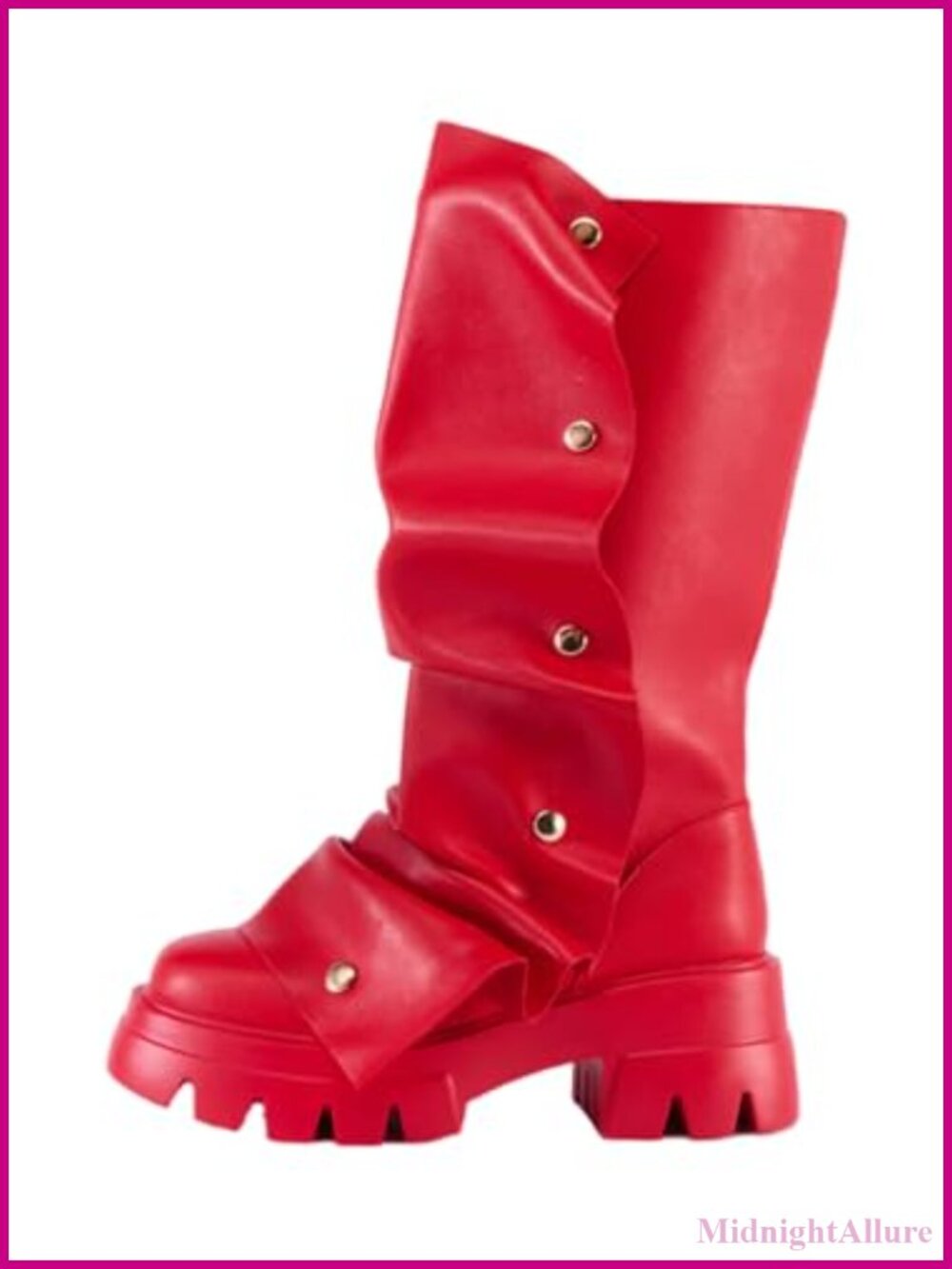 Women's Platform Slouchy Fold Over Mid Calf Boots Block Heel Pull On